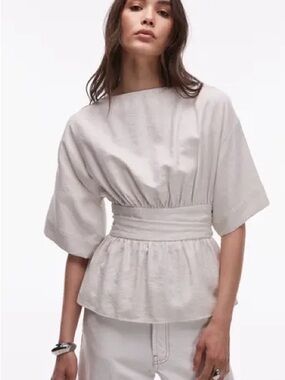 Topshop Open Back Woven Top NWT